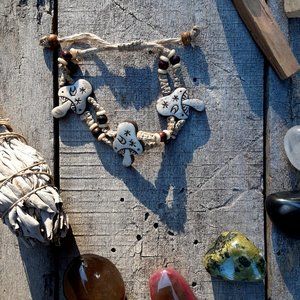Carved Mushroom Boho Festival Macramé Bracelet